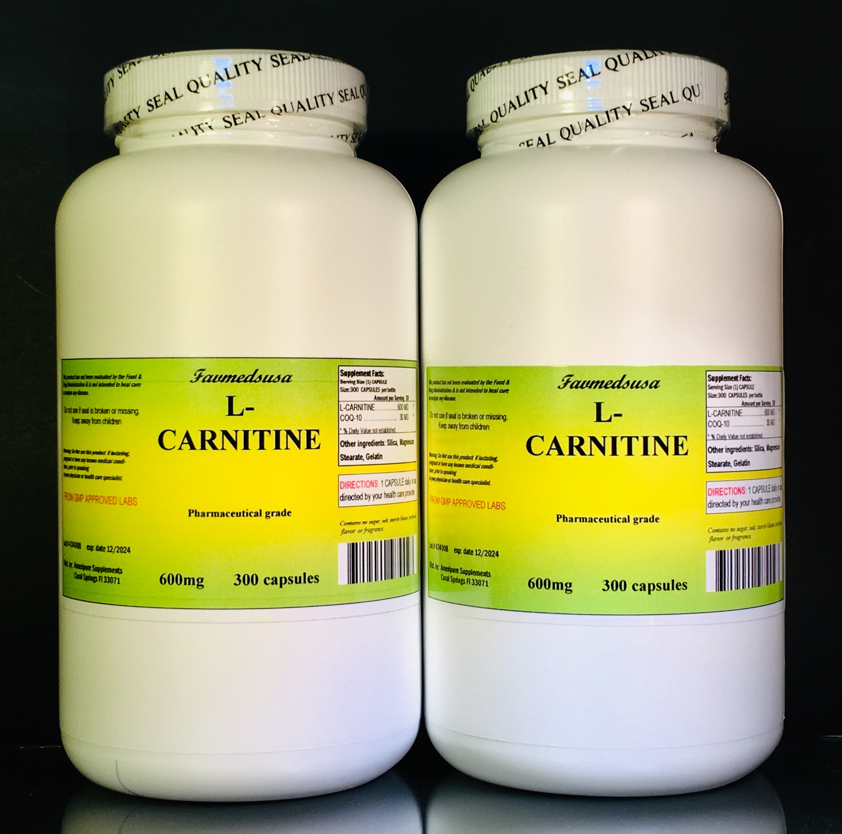 L-Carnitine 600mg + Coq-10 - 600 (2x300) capsules